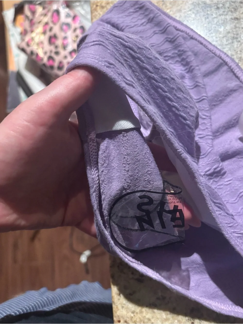 SHEIN Lavender Purple Textured Bikini Set High Waisted